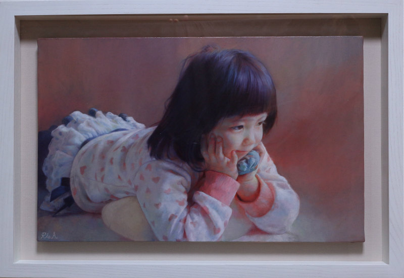 浅村　理江、パステルピンク、希少画集画、高級新品額・額装付 浅村 理江、パステルピンク、希少画集画、高級新品額・額装付 浅村