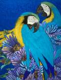 「Blue bird」　10号P　白麻紙、水干、岩絵具